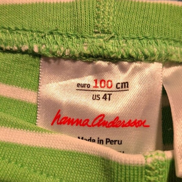 Hanna Andersson girls size 100 or 4 4T green with white striped bike shorts vguc - Picture 4 of 5